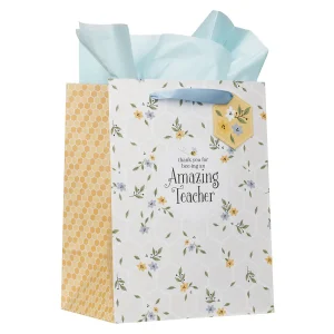 Thank You for Bee-Ing an Amazing Teacher Portrait Gift Bag with Gift Tag