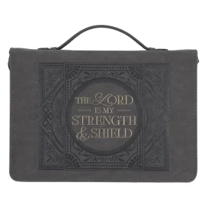 The Lord Is My Strength and Shield Faux Leather Bible Bag