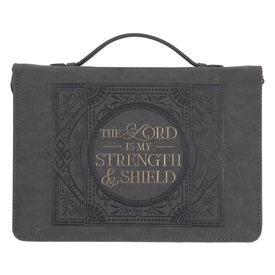 The Lord Is My Strength and Shield Faux Leather Bible Bag