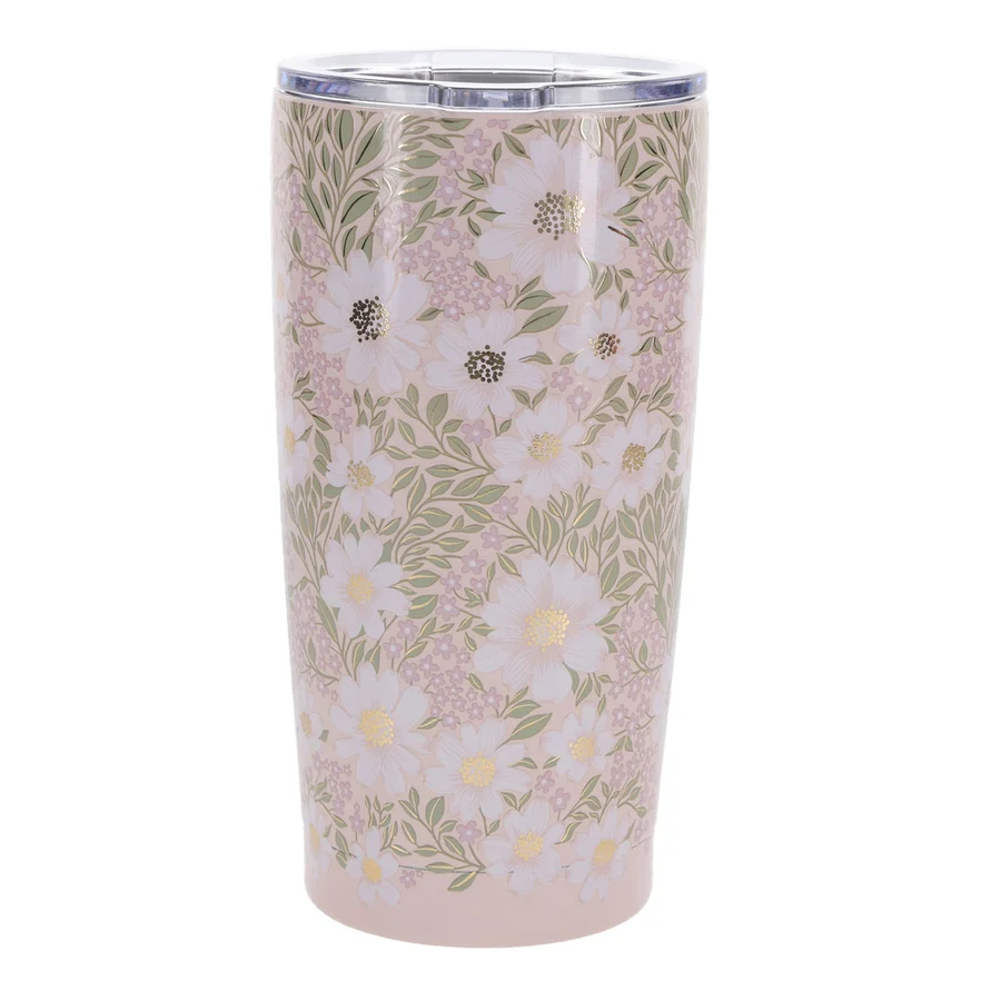Travel Mug - May the Lord Bless You (Stainless Steel, Pink Floral, with Straw) - Image 4
