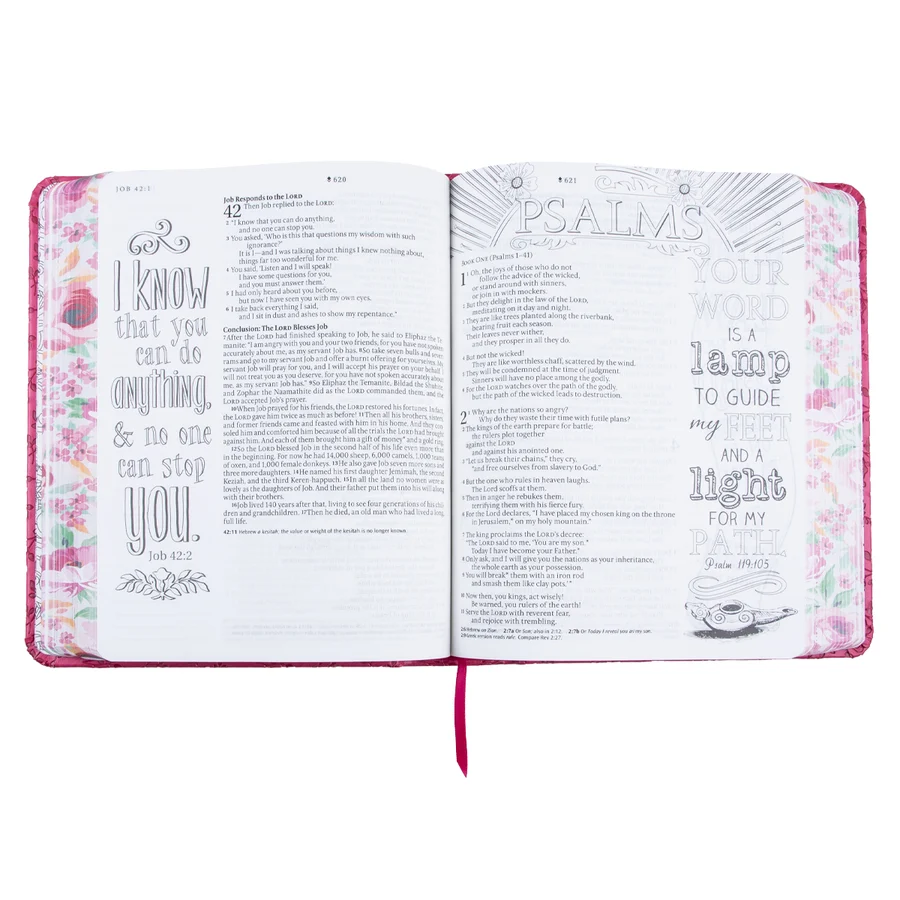 NLT Pink Peony Faux Leather Inspire Filament Bible - Image 4
