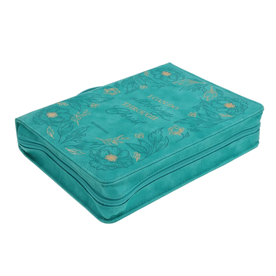 I Can Do All Things Through Christ Teal Faux Leather Bible Bag - Image 4
