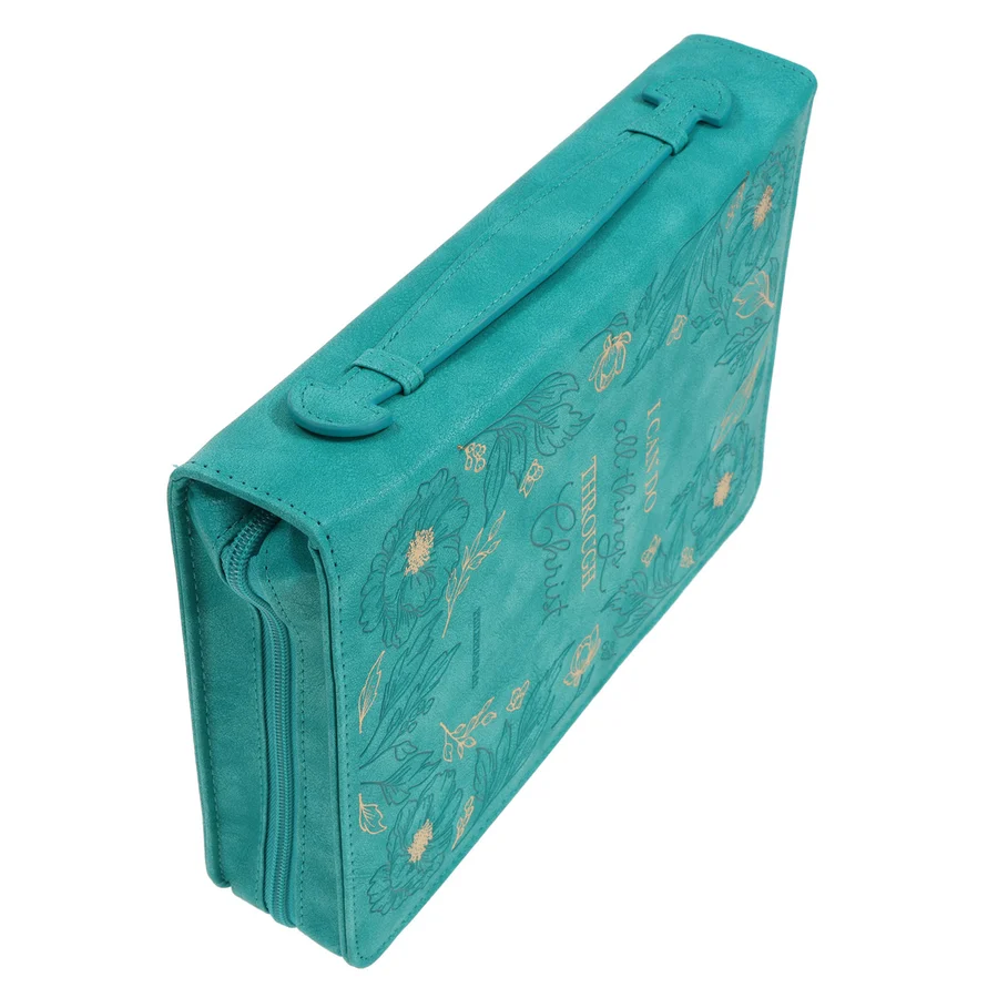 I Can Do All Things Through Christ Teal Faux Leather Bible Bag - Image 5