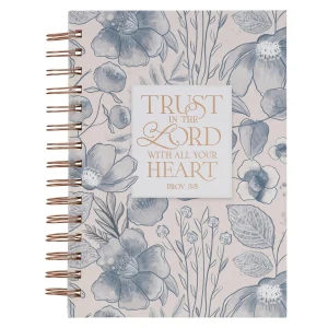 Trust in the Lord with All Your Heart Blue Floral Hardcover Wirebound Journal
