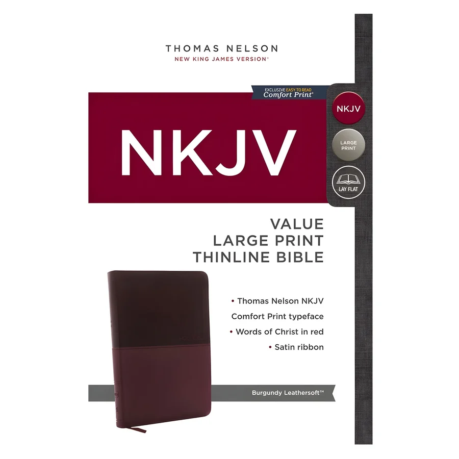 NKJV Value Thinline Large Print Red Letter Burgundy (Comfort Print)(Imitation Leather) - Image 3